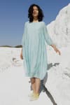 Shop_Tatwa_Blue Handloom Cotton, Viscose Zari Round Chanderi Placement Embroidered Dress _Online_at_Aza_Fashions