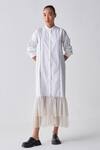 Buy_Three_White Poplin, Net Bandeau Neck Gathered Hem Shirt Dress _Online_at_Aza_Fashions