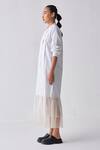 Shop_Three_White Poplin, Net Bandeau Neck Gathered Hem Shirt Dress _Online_at_Aza_Fashions