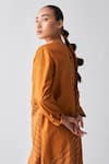 Buy_THREE_Orange Tunic Poplin + Handloom Cotton Stripe Round Pattern And Pant Set _Online_at_Aza_Fashions