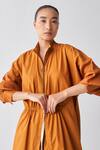 Buy_Three_Orange Poplin Plain Zip Up Slit Tunic _Online_at_Aza_Fashions