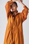 Shop_Three_Orange Poplin Plain Zip Up Slit Tunic _Online_at_Aza_Fashions