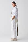 THREE_White Tencel Embroidered Fringes Detailed Cargo Pant _Online_at_Aza_Fashions