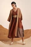 Cord_Brown Open Freya Linen Cape _at_Aza_Fashions