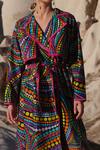 Twinkle Hanspal_Multi Color Handloom Chanderi Madison Trench Coat_Online_at_Aza_Fashions