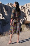 Twinkle Hanspal_Multi Color Handloom Chanderi Polka Printed Shirt And Skirt Set_Online_at_Aza_Fashions