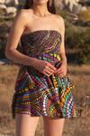 Twinkle Hanspal_Multi Color Handloom Chanderi Amelia Strapless Dress_Online_at_Aza_Fashions