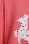 Shop_Knitting Doodles_Pink Fleece Embroidery Unicorn Patch Jacket And Joggers Set  _Online_at_Aza_Fashions