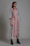Buy_MATI_1_Off White 100% Cotton Striped T-shirt Collar Uno Pattern Jumpsuit _Online_at_Aza_Fashions