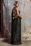 Buy_Nitika Gujral_Black Saree Lurex Georgette Embroidered Sequin Bead And Work Draped With Blouse _Online_at_Aza_Fashions