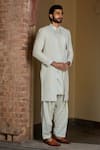 Nitika Gujral_Ivory Jacket Georgette Embroidery Crystal Kurta Set _Online_at_Aza_Fashions