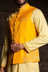 Buy_Nitika Gujral_Yellow Bundi Raw Silk Embroidery Resham And Patra Work Kurta Set _Online_at_Aza_Fashions