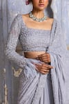 Shop_Nitika Gujral_Grey Saree Pure Georgette And Blouse Art Organza & Crystal Work With _Online_at_Aza_Fashions