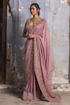 Buy_Nitika Gujral_Pink Resham Work Saree With Blouse_Online_at_Aza_Fashions
