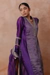 Buy_Label Mansi Nagdev_Purple Kurta Chanderi Hand Embroidered Sequin V Madiha Panelled Palazzo Set _Online_at_Aza_Fashions