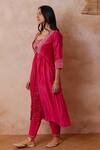 Label Mansi Nagdev_Pink Jacket Chanderi Hand Embroidered Sequin Jacket Aqsa Flared Trouser Set _Online_at_Aza_Fashions