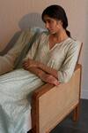 Buy_Label Mansi Nagdev_Blue Anarkali Cotton Notched Round Neck Gauri Embroidered Yoke Set _Online_at_Aza_Fashions