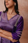 Shop_Label Mansi Nagdev_Purple Chanderi Woven Stripe V Neck Maryam A-line Kurta Set _Online_at_Aza_Fashions