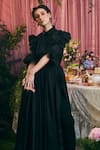 TheRealB_Black 100% Viscose Unforgotten Tales Of Organza Maxi Shirt Dress With Bustier _Online_at_Aza_Fashions