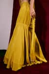 Shop_17:17 By Simmi Saboo_Yellow Muslin Silk And Organza Embroidery Thread & Sharara Saree With Bustier _Online_at_Aza_Fashions