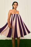Therealb_Purple Polyester Off-shoulder Heart Two Shades Strapless Mini Dress _at_Aza_Fashions