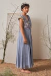 Shop_Merge Design_Blue Chiffon, Crepe Embroidery Hand Gown _Online_at_Aza_Fashions