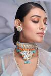 Torque By Merge Multi Color Stones Geometric Embellished Choker And Earrings Set Online at Aza Fashions Torque By Merge_Multi Color Stones Geometric Embellished Choker And Earrings Set _Online_at_Aza_Fashions