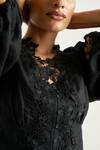Buy_Ranna Gill_Black Viscose Linen Balloon Sleeve Floral Embroidered Top_Online_at_Aza_Fashions