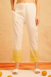 Buy_Banana Labs_White Cotton Round Neck And Yellow Ombre Kurta Set _Online_at_Aza_Fashions
