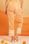 Buy_Banana Labs_White Cotton Round Neck Apricot Hand Block Striped Print Kurta Pant Set _Online_at_Aza_Fashions