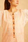 Banana Labs_Orange Cotton Hand Block Print Geometric Round Delight Kurta _Online_at_Aza_Fashions