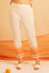 Banana Labs_White Cotton Round Neck Carrot Ombre Kurta And Pant Set _Online_at_Aza_Fashions