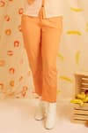 Buy_Banana Labs_Orange Cotton Patchwork Collared Hand Block Print Shirt And Pant Set _Online_at_Aza_Fashions