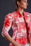 Buy_FUGA_Pink French Cotton Floral Pattern Front Open Blush And Rose Puffed Sleeve Blazer _Online_at_Aza_Fashions