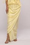 MAYU KOTHARI_Yellow Modal Satin Cowl Draped Wrap Skirt _Online_at_Aza_Fashions