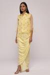 Buy_MAYU KOTHARI_Yellow Modal Satin Cowl Draped Wrap Skirt _Online_at_Aza_Fashions