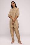 MAYU KOTHARI_Gold Satin Modal Hand Embroidered Jute Tassels Patiala Pant  _Online_at_Aza_Fashions