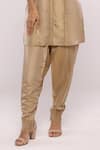 Shop_MAYU KOTHARI_Gold Satin Modal Hand Embroidered Jute Tassels Patiala Pant  _Online_at_Aza_Fashions