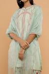 Mayu Kothari_Green Organza Hand Embroidered Scalloped Hem Dupatta  _Online_at_Aza_Fashions