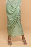 MAYU KOTHARI_Green Modal Satin Wrap Skirt  _Online_at_Aza_Fashions