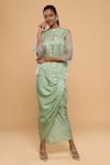 Buy_MAYU KOTHARI_Green Modal Satin Wrap Skirt  _Online_at_Aza_Fashions