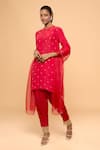 Shop_MAYU KOTHARI_Red Satin Modal Hand Embroidered Jute Tassels Patiala Pant  _Online_at_Aza_Fashions