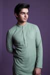 Contrast By Parth_Green Georgette Embroidered Chikankari Threadwork Kurta With Pant _at_Aza_Fashions