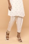 MAYU KOTHARI_White Satin Modal Hand Embroidered Jute Tassels Patiala Pant  _Online_at_Aza_Fashions