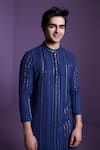 Contrast By Parth_Blue Georgette Embroidered Chikankari Embellished Kurta With Pant _at_Aza_Fashions