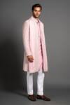 Raghavendra Rathore Jodhpur_Pink Silk Embroidered Floral Front Open Achkan _Online_at_Aza_Fashions