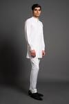 Raghavendra Rathore Jodhpur_White Cotton Short Kurta For Men_Online_at_Aza_Fashions