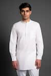 Shop_Raghavendra Rathore Jodhpur_White Cotton Short Kurta For Men_Online_at_Aza_Fashions
