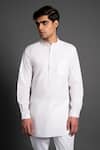 Raghavendra Rathore Jodhpur_White Cotton Short Kurta For Men_at_Aza_Fashions