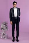 Buy_Contrast By Parth_White Silk Embroidery Black Hand Tuxedo Set _Online_at_Aza_Fashions